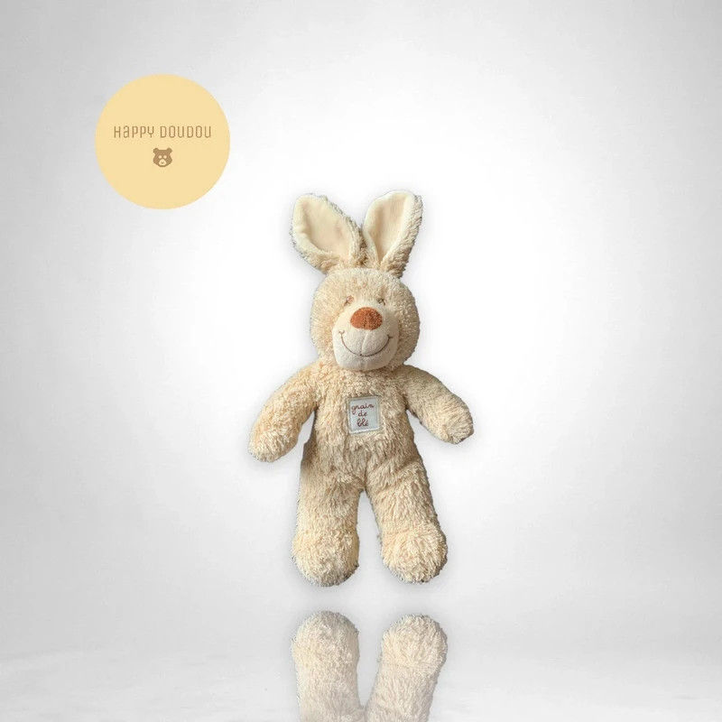 Doudou Peluche Lapin Beige grain de blé
