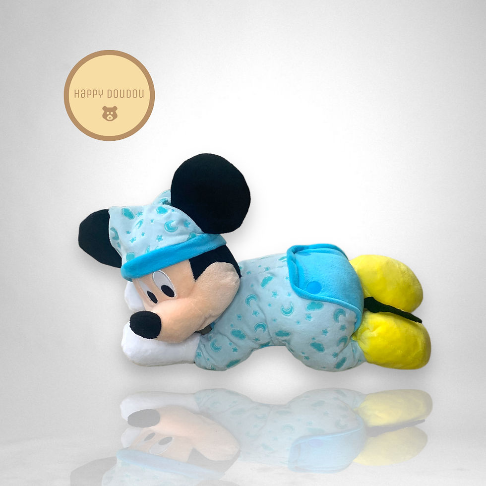 Miniature : Doudou peluche Mickey bleu allongé luminescent Disney
