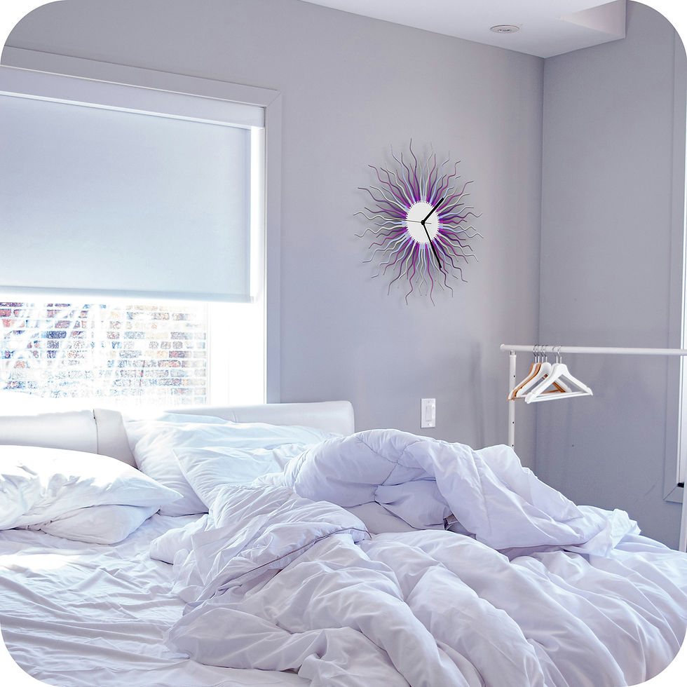 Thumbnail: Medusa lavender - organic starburst clock  in shades of purple / gray