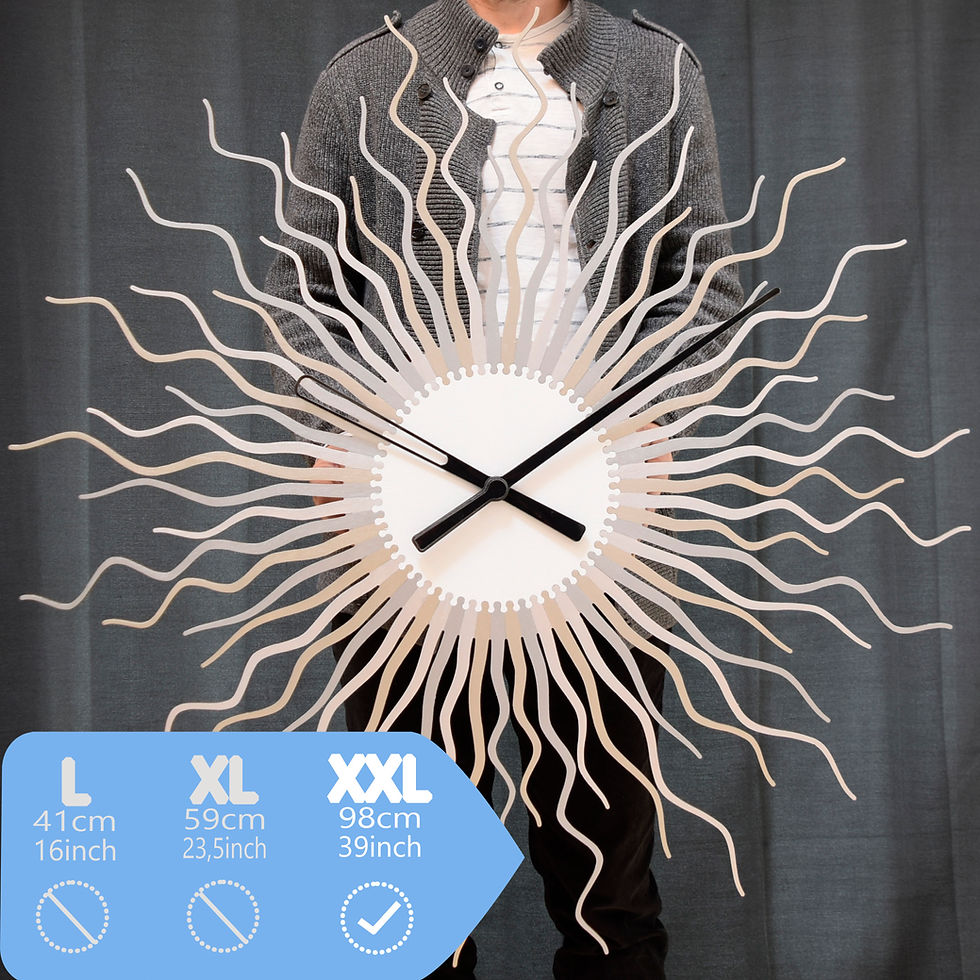 Thumbnail: Contemporary organic silver wall clock 'Medusa silver' - XXL size