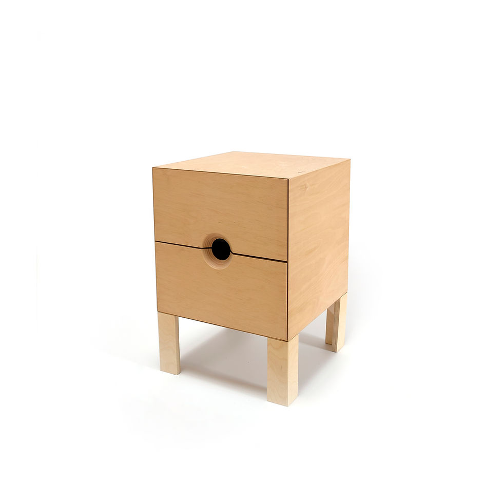 Thumbnail: Handmade furniture, modern nightstand 'Cubus One' - right side view
