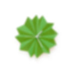 Handmade wooden wall clock Origami Green - frontal view