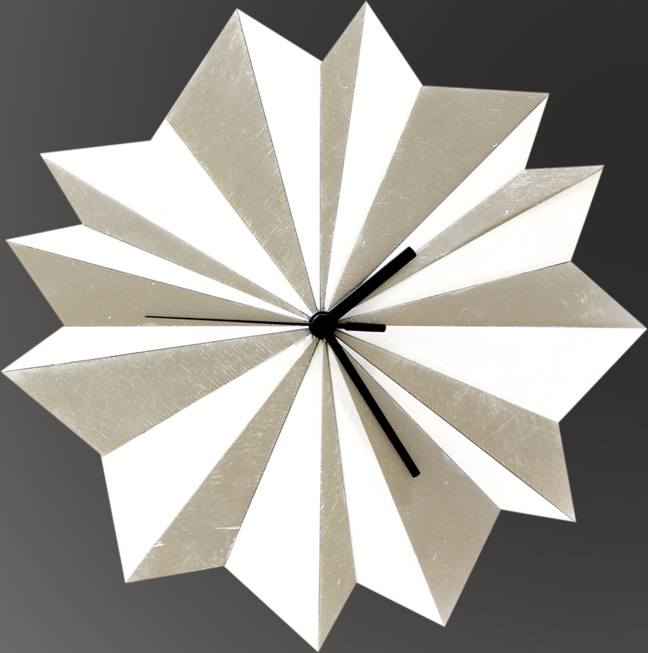 Origami silver wall clock - Japandy stlye