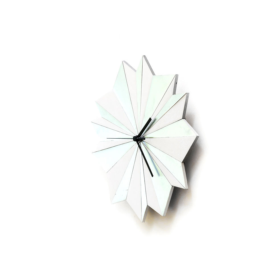 Thumbnail: Handmade silver Origami wall clock with 3D look  - right side view
