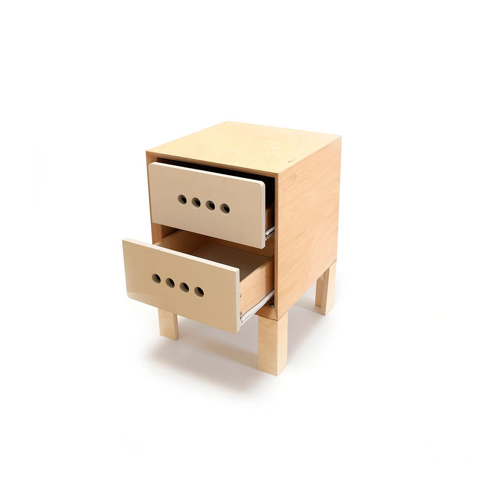 Miniaturbild: Modern nightstand with 2 drawers - CUBUS dotted lines