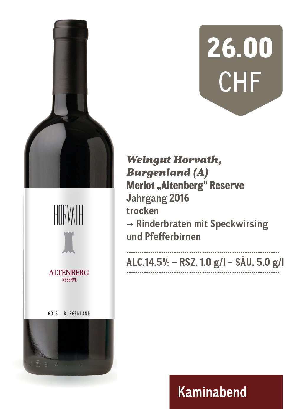 Merlot "Altenberg" Reserve | Weingut Horvath