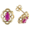 Thumbnail: 9ct Gold Ruby Celtic Stud Earrings July Birthstone Hallmarked