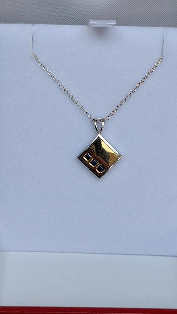 Thumbnail: Two Colour Gold Sapphire Pendant