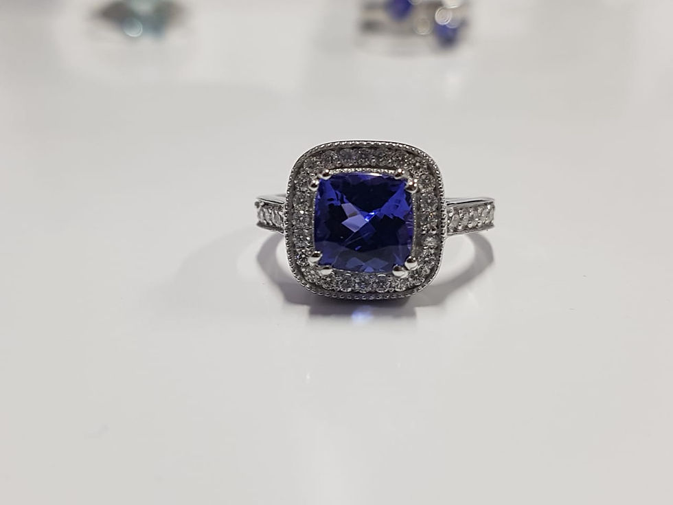 Thumbnail: Tanzanite and Diamond 3 Carat Ring in Sterling Silver