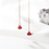 Thumbnail: Red Crystal Heart Chain Earrings 925 Sterling Silver Cubic Zirconia