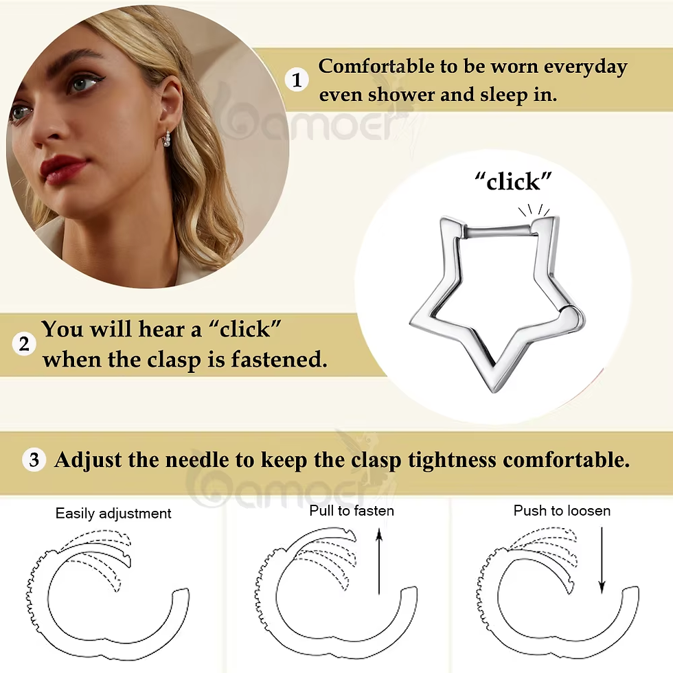 Thumbnail: Sterling Silver Hollowed Star Ear Huggie Earrings
