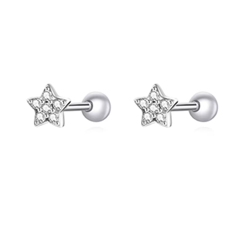 Thumbnail: 925 Sterling Silver Brilliant Star Earrings for Women Tiny Butterfly Stud Earrin