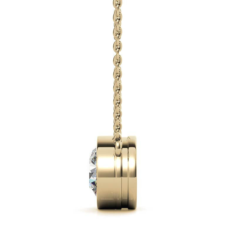 Thumbnail: AGI Certified 2ct Round Brilliant Lab Grown Diamond Bezel Pendant in 14K Gold