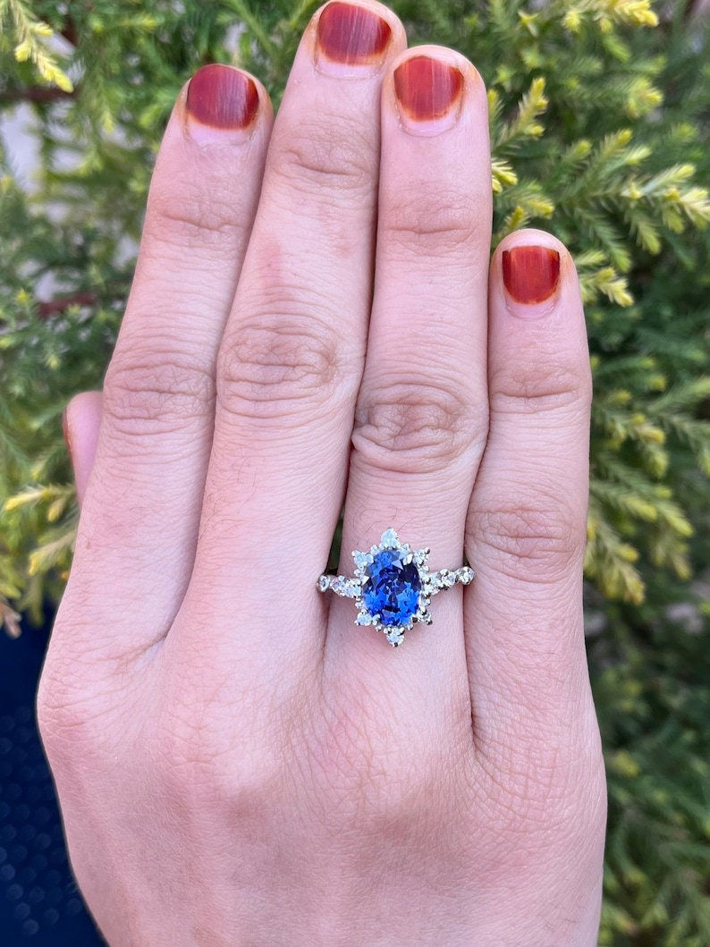 Thumbnail: 2 carat AAA+ Tanzanite and Diamond 9k Gold Ring