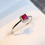 Thumbnail: Natural Diamond and Bangkok Ruby Gemstone 10K White Gold Engagement Ring