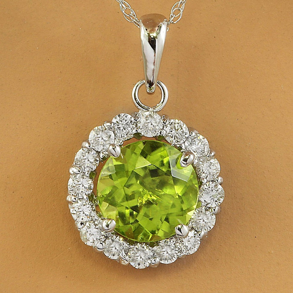 Thumbnail: 1.82 ct Peridot and Diamond Pendant in 14K White Gold