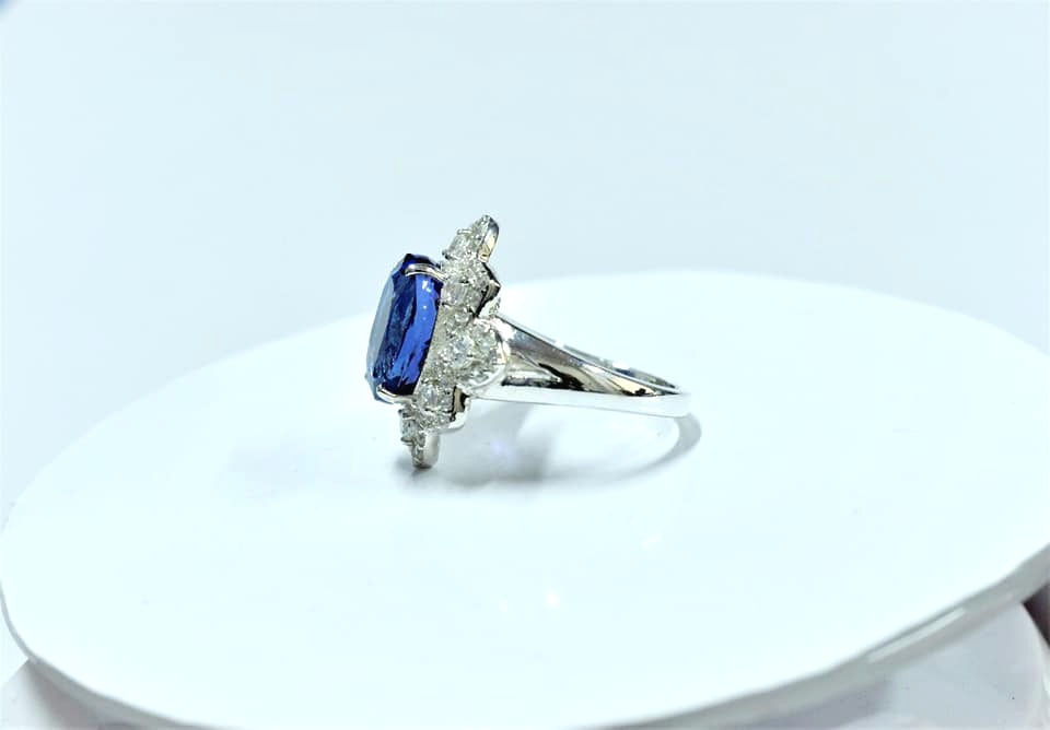 Thumbnail: 8 Carat Tanzanite and Diamond ring in Sterling Silver