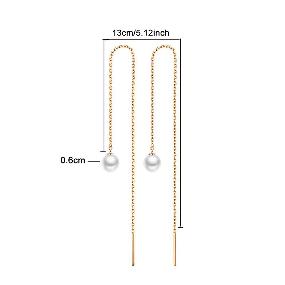 Thumbnail: Stainless Steel Tassel Long Imitated Pearl Earring for Women Girls Minimalist Th