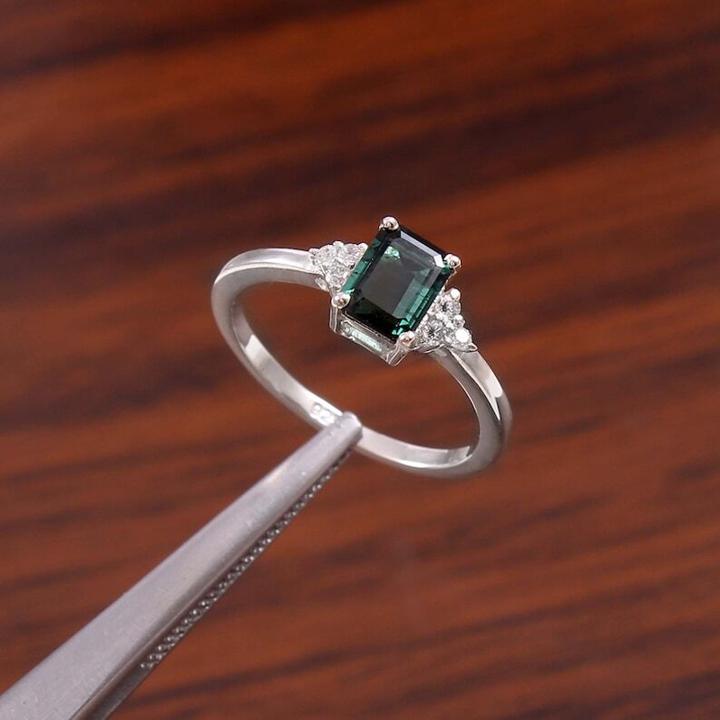 Thumbnail: 2.10 Ct Tourmaline & White Topaz Ring in Sterling Silver