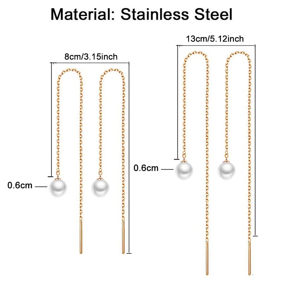 Thumbnail: Stainless Steel Tassel Long Imitated Pearl Earring for Women Girls Minimalist Th