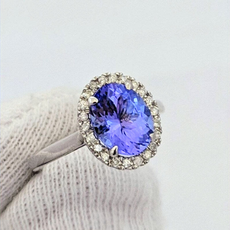 Thumbnail: 14K White Gold Tanzanite and Diamond Ring