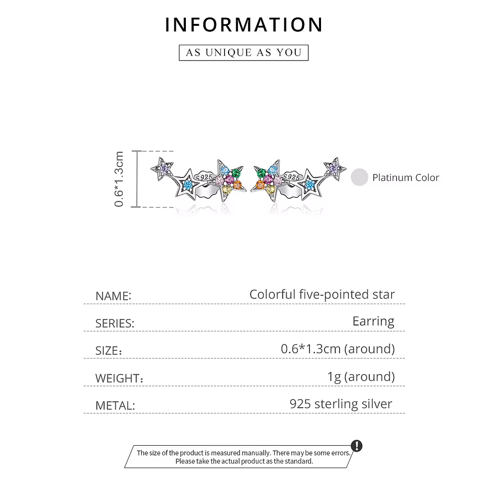 Thumbnail: Rainbow Multiple Crystal Star Stud Earrings 925 Sterling Silver Earrings for Wom