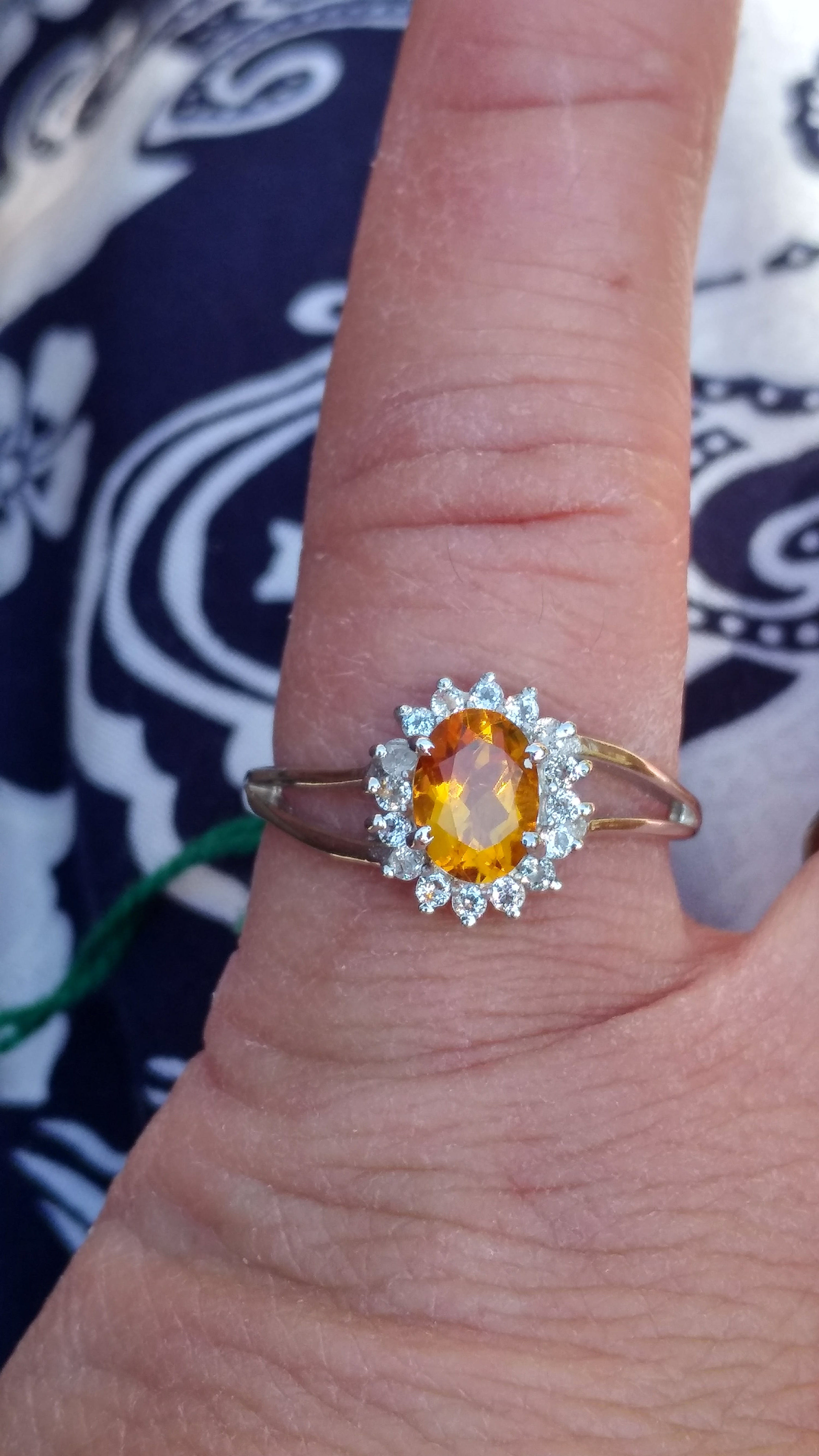 8 x 6 mm oval Citrine with Natural Zircons in Sterling Silver