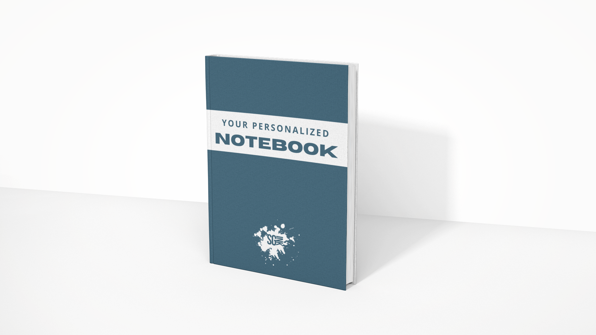 Custom branded notebook with company logo on cover, ideal for gifting, conferences, or branded office materials