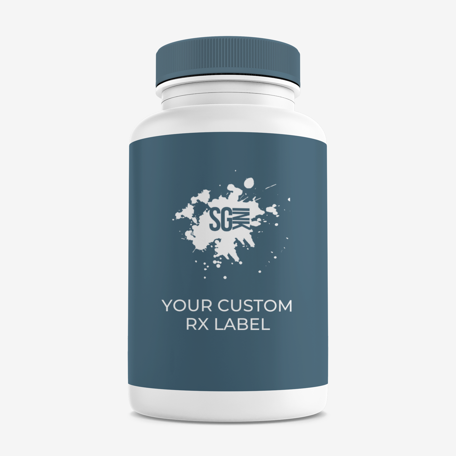 Custom RX and nutrition label rolls with clear branding and compliance info, printed for health and wellness products