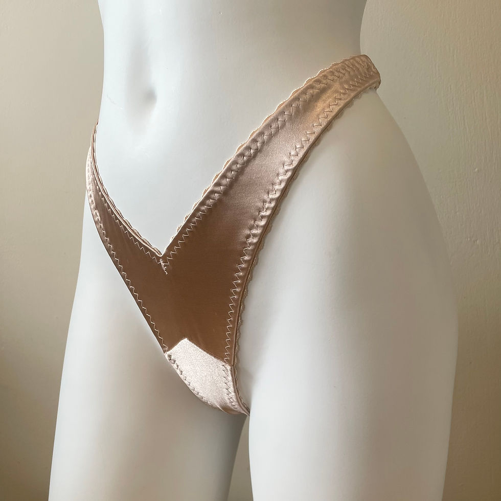 Champagne Coloured “Deep Vee” Thong Back Front View