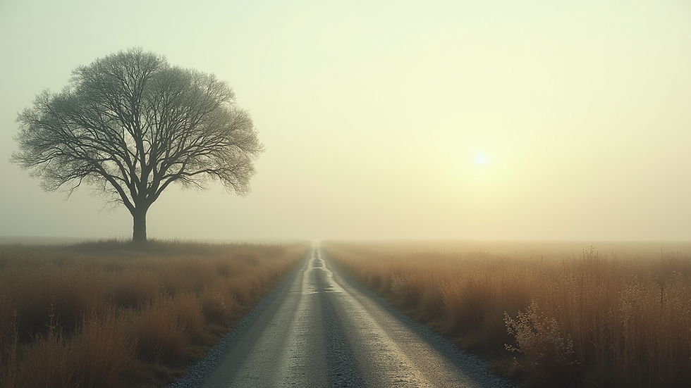 Eye-level view of a serene landscape with a winding path