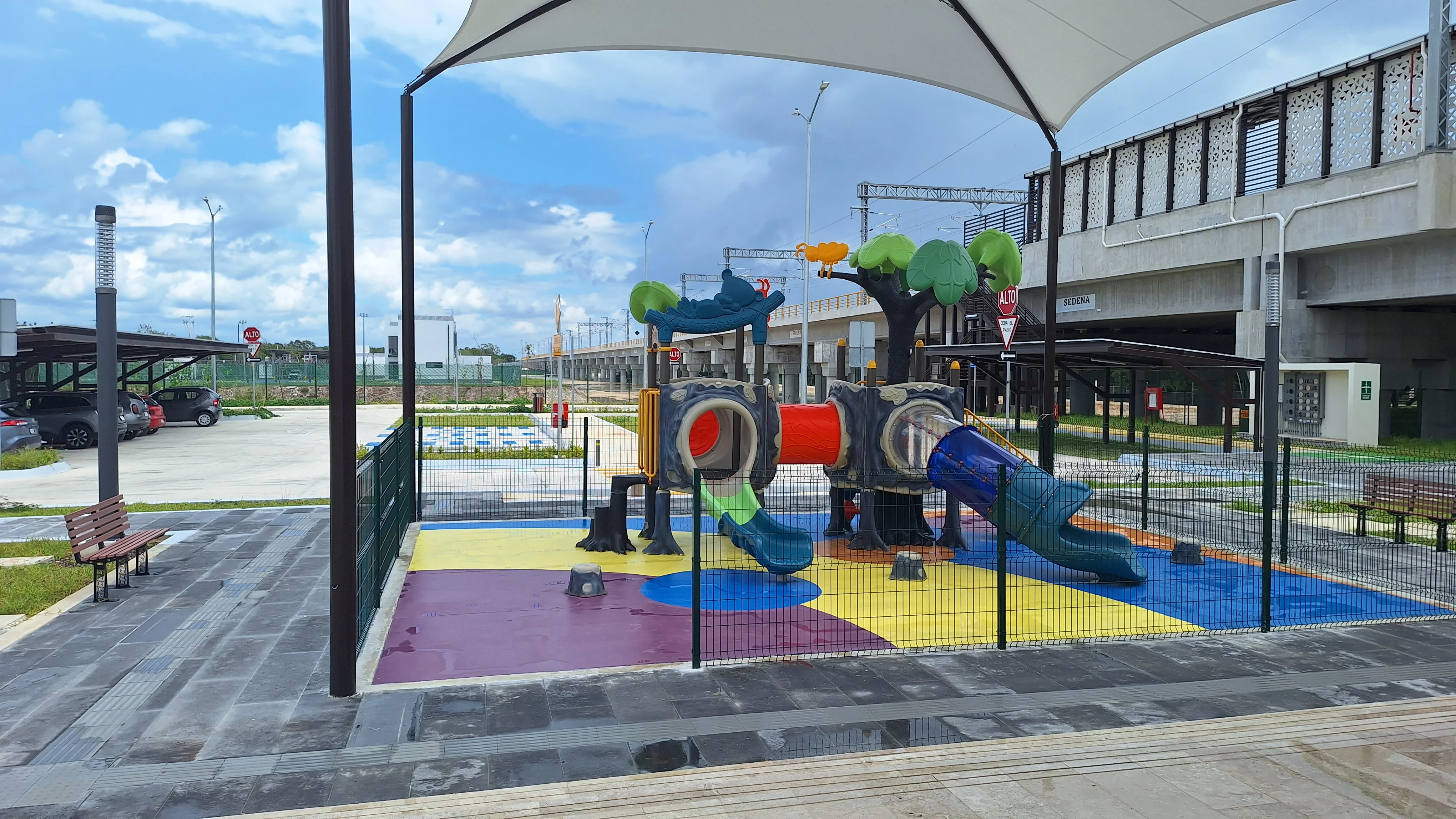 Colorful Kids Games in the Maya Train Station in Puerto Morelos