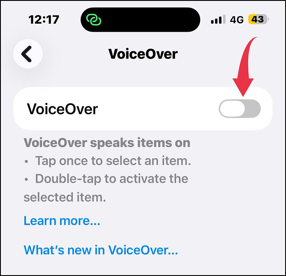Turn off VoiceOver