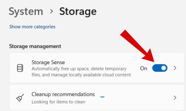 Windows 11 storage sense