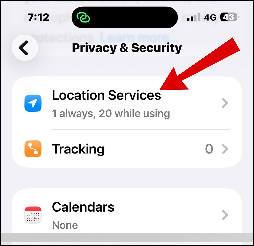 Open location services under iPhone privacy settings
