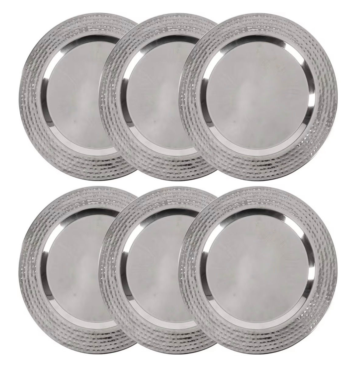 Stainless Silver Charger Plate (Set of 6)