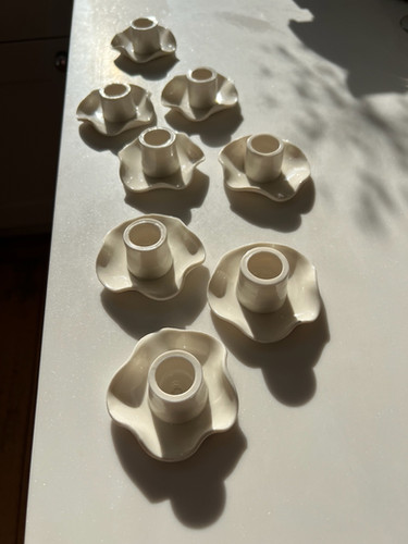 Pair of porcelain wave candleholders | Joanna Ling Ceramics