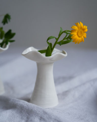 porcelain bud vase candleholder with marigold