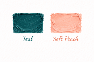 teal and soft peach
