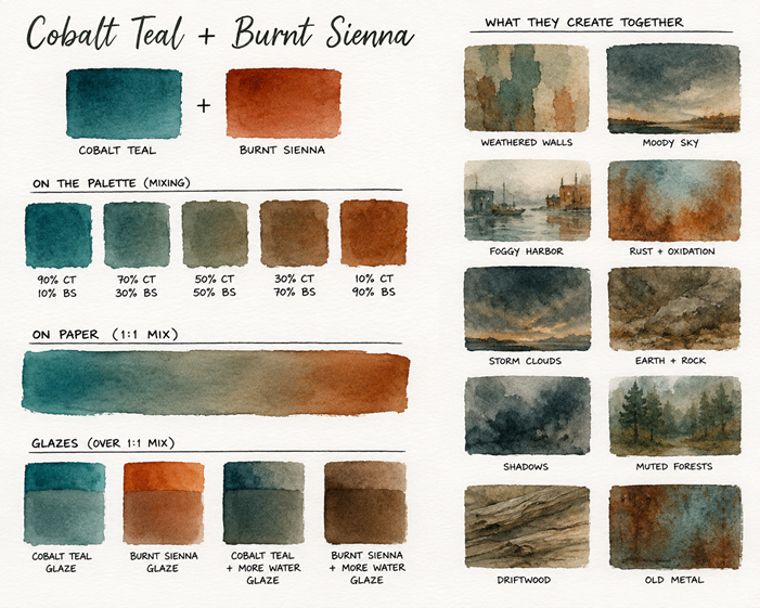cobalt teal & burnt sienna