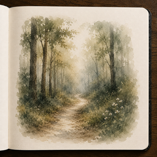 woods path journal page