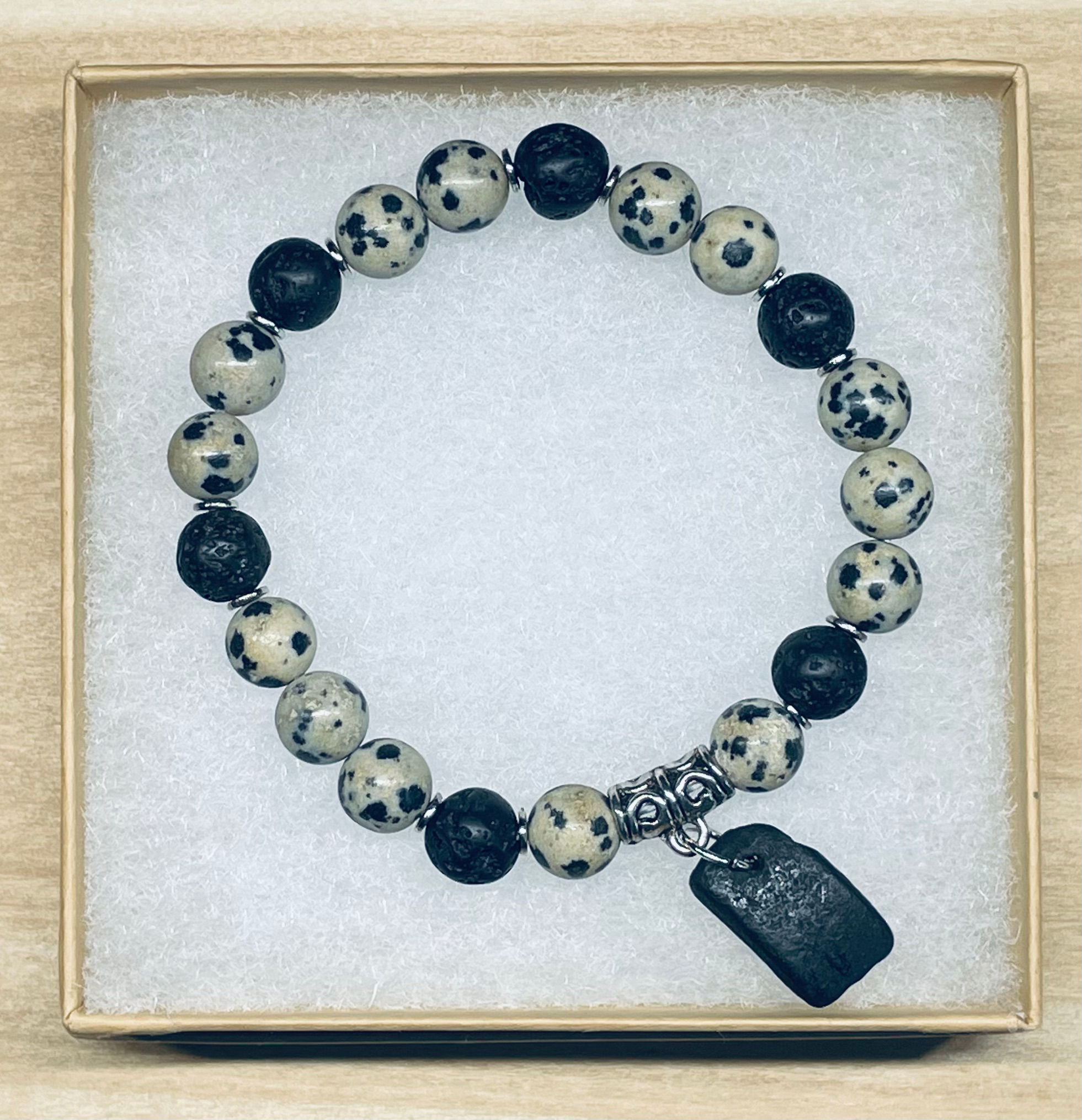 Meditative Lava Stone and Dalmatian Jasper