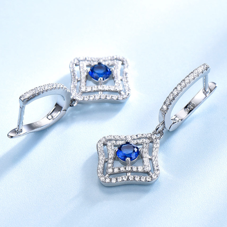 Thumbnail: Natural Blue Topaz Earring Necklace Sets