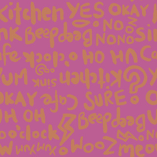 Kitchen Sink Text - Azalea. Blender print from the Kitchen Sink collection - 2022