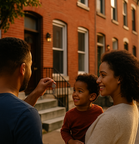 01_Family Outside New Row Home.png