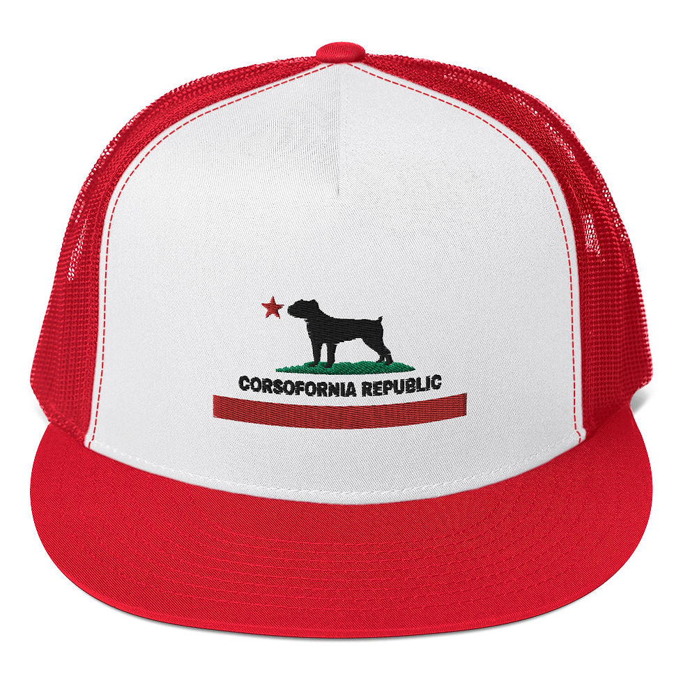 Thumbnail: Corsofornia Republic Embroidered logo, Black Thread, Trucker Hat