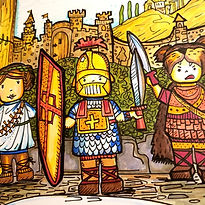 A painting of three soldiers in Medieval times for the History Fun-Schooling Theme