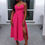 Thumbnail: Pink Midi length dress with side split