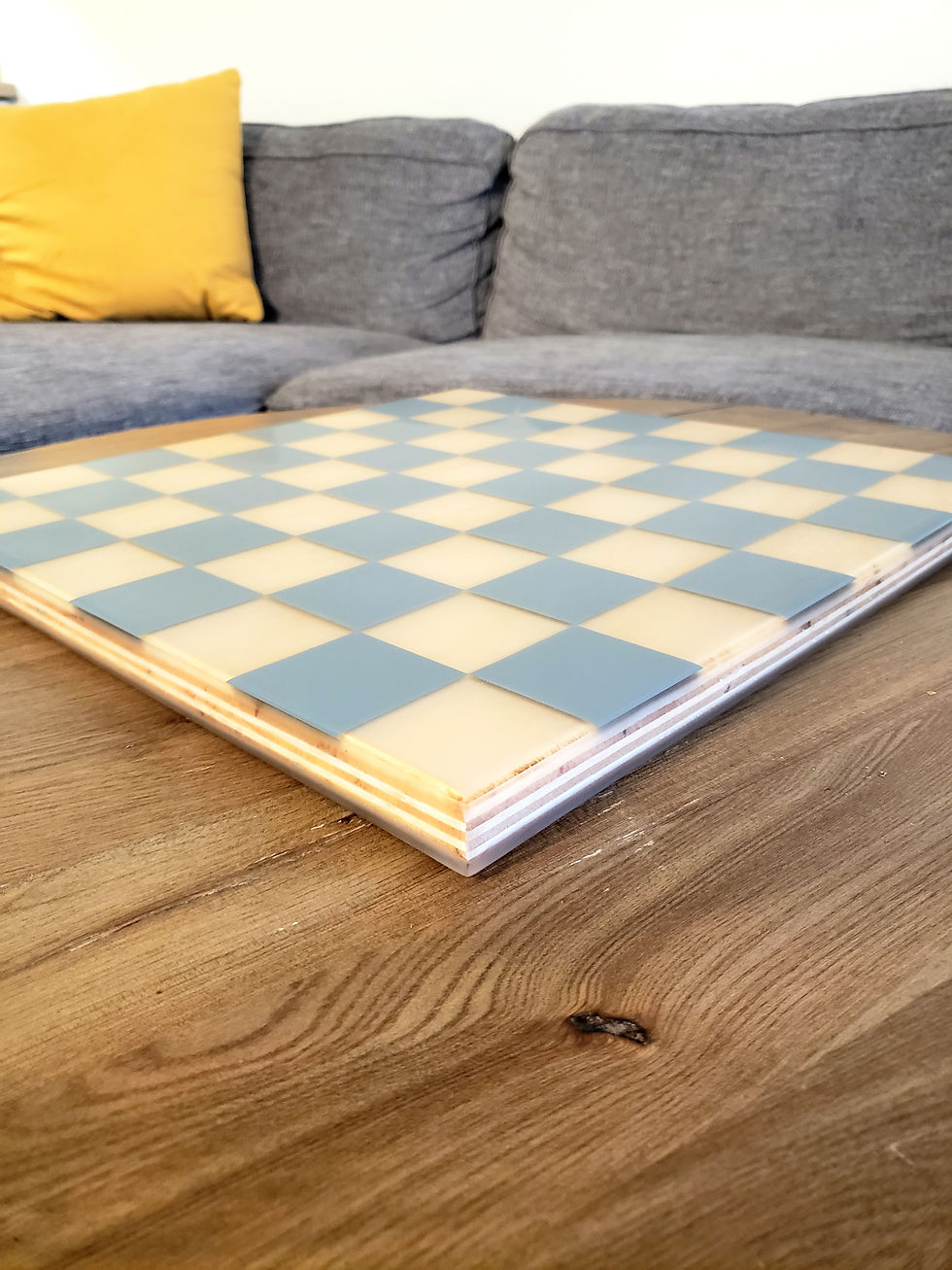 Thumbnail: Matte Grey/Blue Chessboard 16x16"