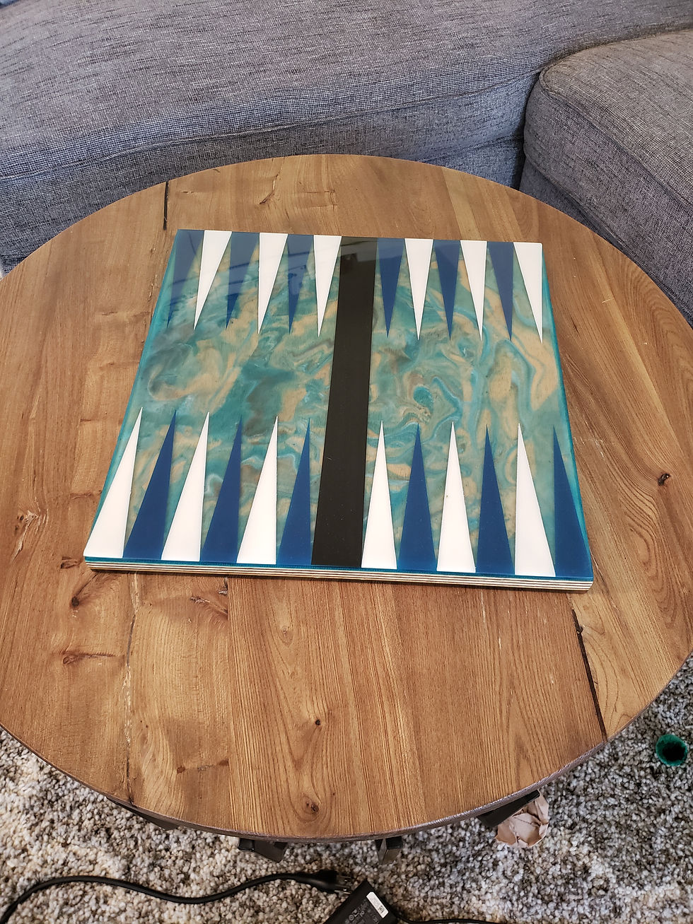 Thumbnail: Double-sided Resin Color (Top and Bottom) Chess and Backgammon Board 16x16"